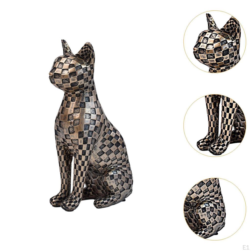 Статуэтка кошки из смолы Современная центральная композиция Художественное произведение Ремесло Скульптура животного Настольный декор для полки