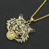 Exaggerated Green Eyes Tiger Head Pendant Necklace Men's Cool Nightclub Disco Accessories Pendant