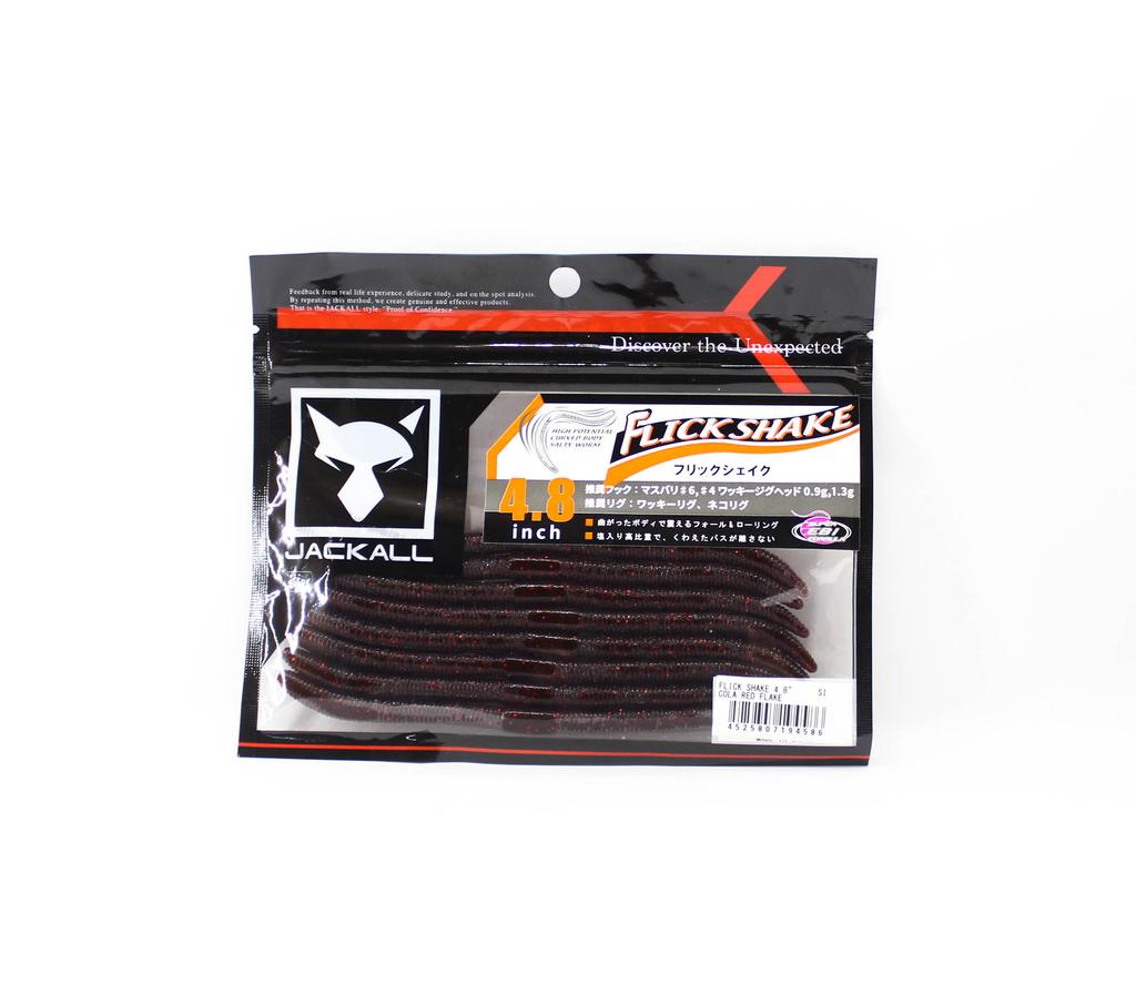 Jackall Мягкая приманка Flick Shake 4,8 дюйма, кола, красная хлопья (4586)