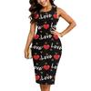 Women's Dress with Suspender, Summer Love Print Dress, Tight Fitting Sleeveless Slim Fit, Sexy and Fashionable Top