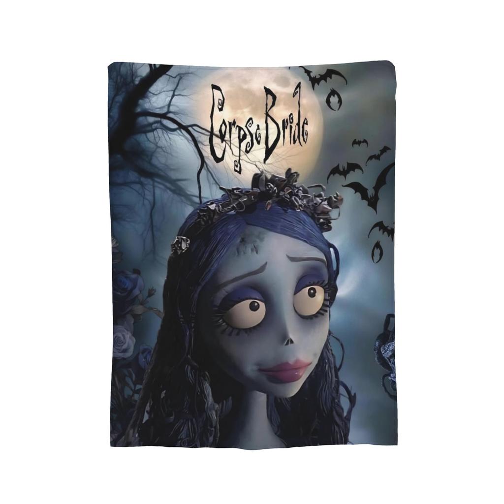 Corpse Bride Emily And Victor Blanket Flannel Print Portable Soft Throw Blankets for Sofa Bedroom Bedspread