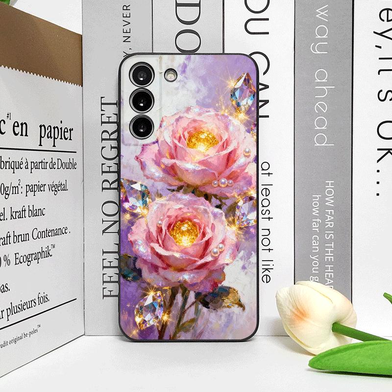 Роскошный Чехол для Телефона с Принтом Розовой Розы и Алмазов для Motorola Moto Edge 50 Fusion 60 40 30 Neo G34 G14 G85 G54 Мягкий Чехол