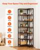 7 Tier Corner Bookshelf, Tall Corner Bookcase Strage, Large L-Shaped Bookshelf Organizer with Metal Frame & Wooden Shelves, Reversible Display Book