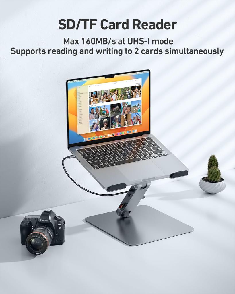 Подставка для ноутбука BENFEI, док-станция 7-в-1 USB-C, HDMI 4K@60Hz, SD x 1, Micro SD x 1, Power Delivery 100W, 10 Гбит/с, USB-C 3.2 x 1, USB-A 3.2 x 2, Совместим