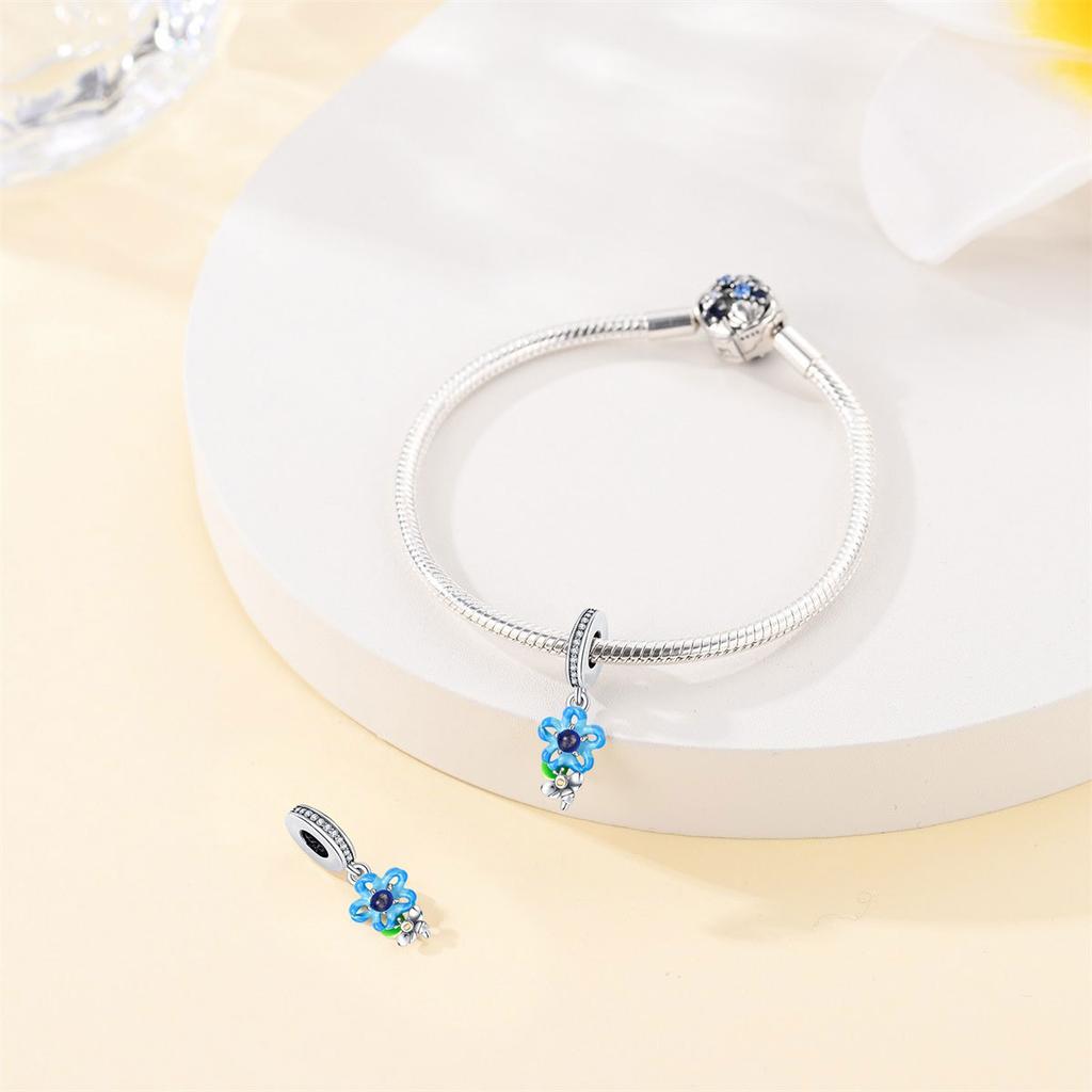 S925 Silver 925 Silver Flower Butterfly Pendant Beaded Bracelet Necklace DIY Jewelry Making Kit