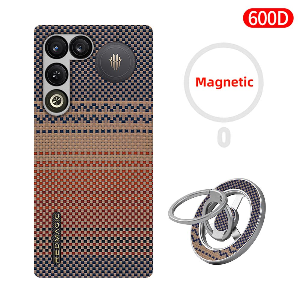 Для Red Magic 11 Air/11 Pro/11 Pro+ карбоновый чехол 600D кевларовая арамидная волокнистая ткань ультратонкий жесткий чехол магнитный черныйТонкийлегкийкрасный