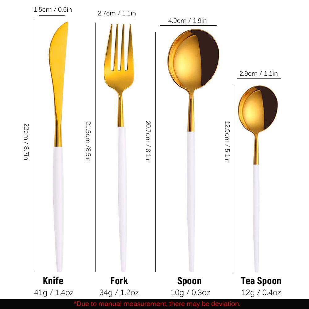 Stainless Steel Cutlery Set 4-Piece Mirror Polished Flatware Reusable Utensils Kitchen Tableware Include Knife Spoon for Home Hotel Wedding Festival