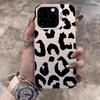 Black Leopard Print Electroplate Phone Case For Samsung Galaxy S25 Ultra S24 S23 S22 S21 S20 Plus FE A15 A35 A54 A55 Hard Cove