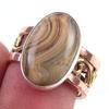 Natural Crazy Lace Agate Gemstone 925 Sterling Silver Two Tone Ring Size 7 S0J47