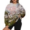 Женский пуловер больших размеров с капюшоном и цветочным принтом, толстовка с капюшоном и длинным рукавом