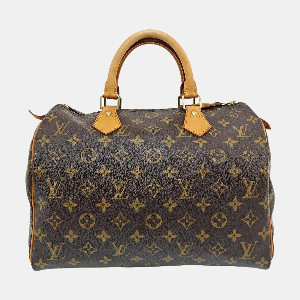 [Pre-Owned] Speedy 30 Elegant Compact Fashionable Commuter Classic Monogram Coated Canvas With Leather Trim Pillow Bag - Good #1AWJA1L