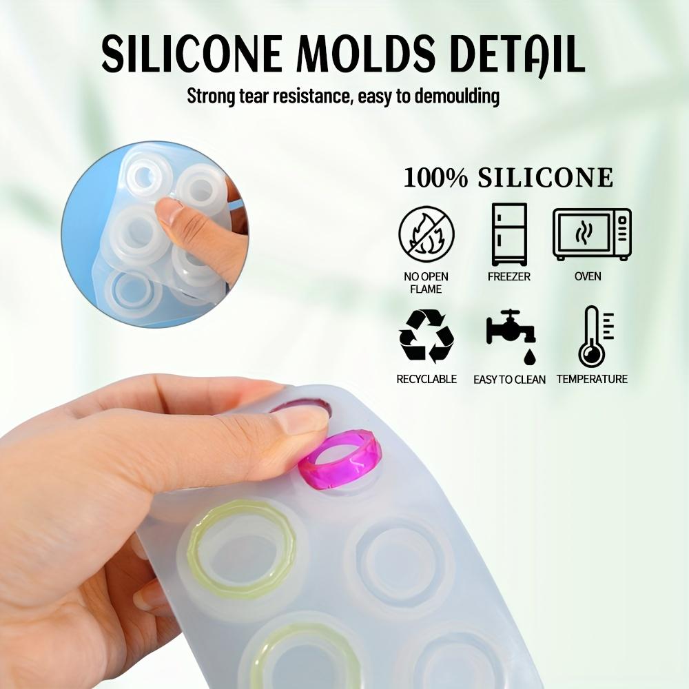 Набор из 4 шт. форм для колец из смолы для DIY - Легкая выемка, Гибкий силиконовый материал, Универсальный инструмент для изготовления украшений для креативного рукоделия