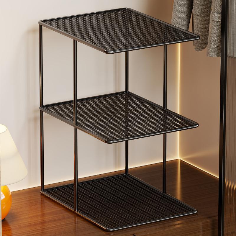 Stackable Metal Mesh Closet Shelf Organizer Multi Tier Storage Rack For Wardrobe Cabinet