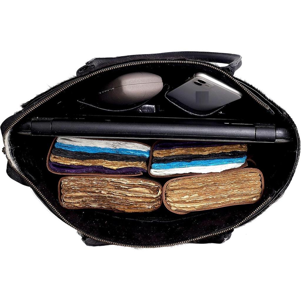 Women's Western Classic Cowhide Tote Bag Shoulder Handbag with Freebie Clutch Shoulder Hand Bag Classical Tote