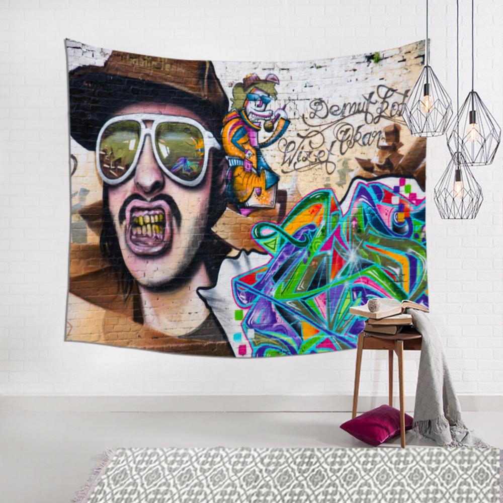 American Style Graffiti Cartoon Tapestry Car Road Tavern Wall Decoration Background Cloth Ins Wind Hanging Cloth