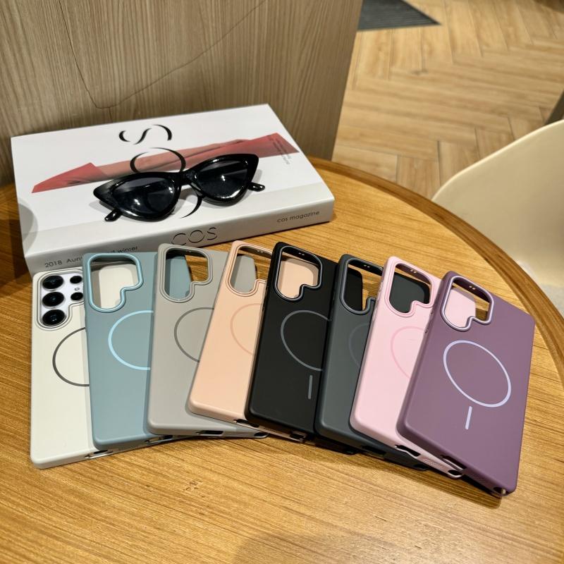 Ультратонкий Матовый Чехол Magsafe Для Samsung Galaxy S25 S24 S23 S22 FE Ultra Однотонный Защита Рамки Камеры Жесткий ПК Чехол