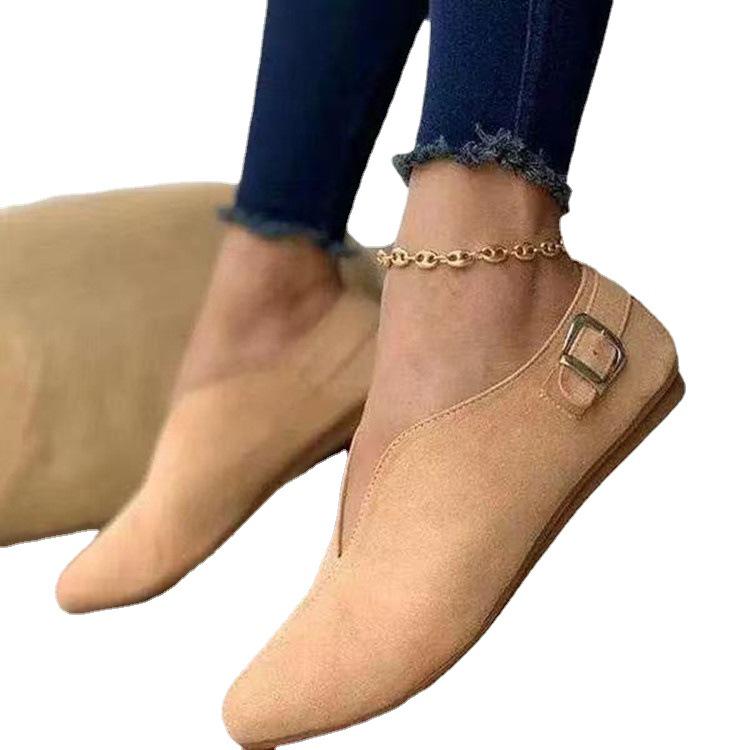 Летняя женская повседневная обувь на плоской подошве с острым носком - Европейский и американский стиль, низкий верх, большие размеры до 43