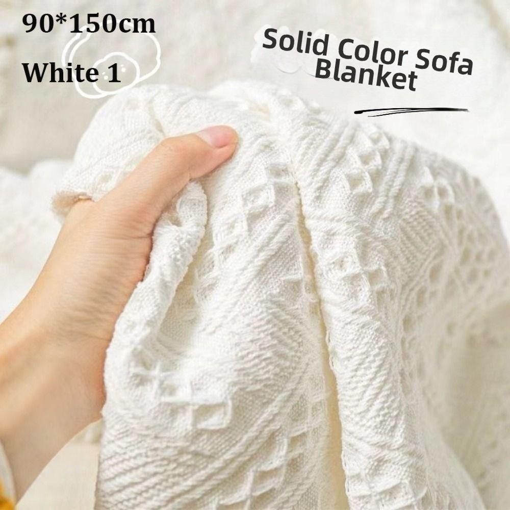 New Nordic Knitted White Sofa Towel Anti-slip with Tassels Throw Blankets Multi-purpose Luxury Bed Sofa Couch