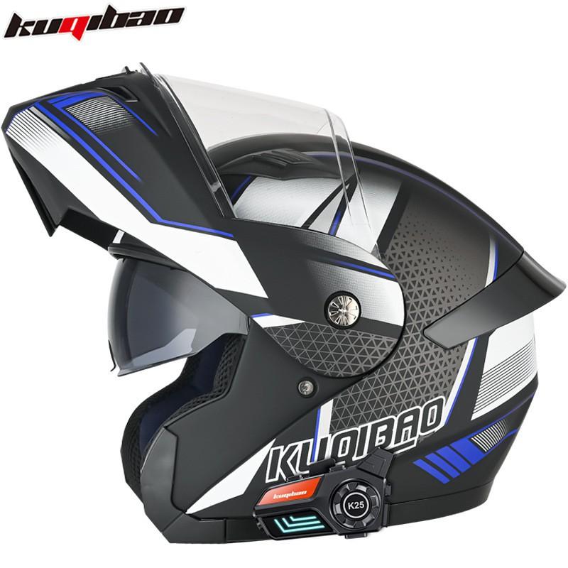 Dual Lens Flip-Up Motorcycle Helmet With Bluetooth Adult Riders ABS Full Face 3C Certified