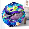 Whale, Fantasy Automatic folding umbrella  simple eight rib design, bright color pattern, durable iron frame, ideal for travel and outdoor,