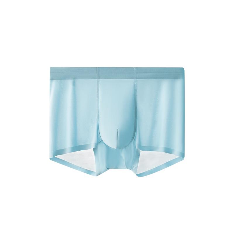 Men's Cool Ice Silk Mid-Waist Seamless Underwear - Breathable, High Elasticity, Antibacterial, Thin Design