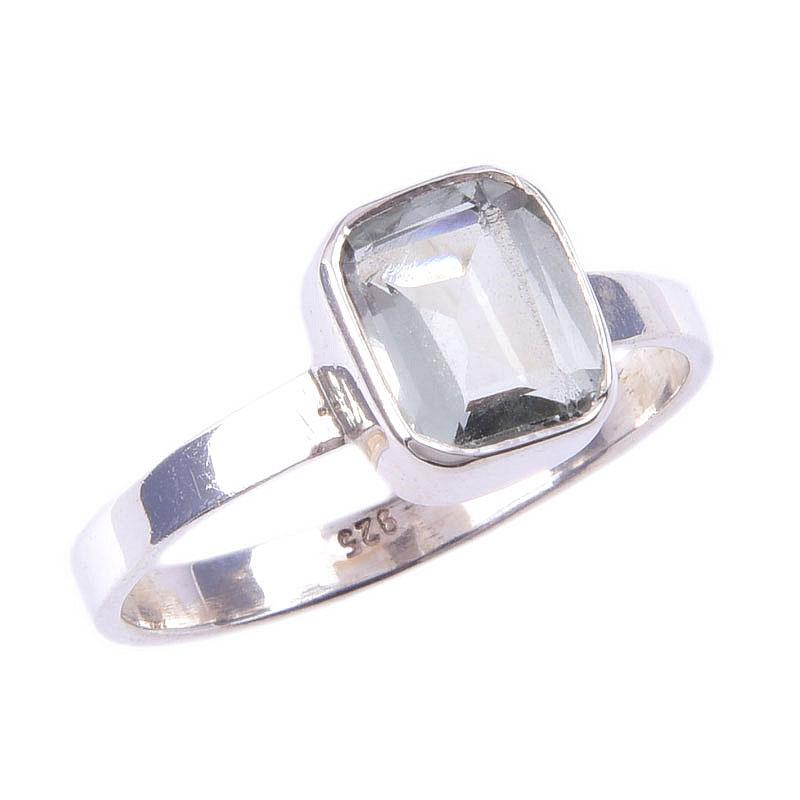 Кольцо из чистого серебра 925 пробы с натуральным зеленым аметистом ручной работы S.9 J4q42