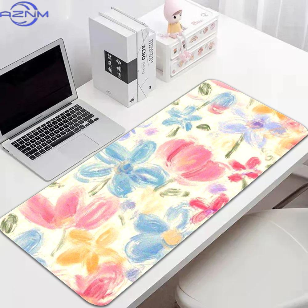 Colorful Watercolor Floral Oil Painting Flower Print Mouse Pad Cushion Mousepads Non Slip Rubber Base Desk Mat Pc Laptop Office