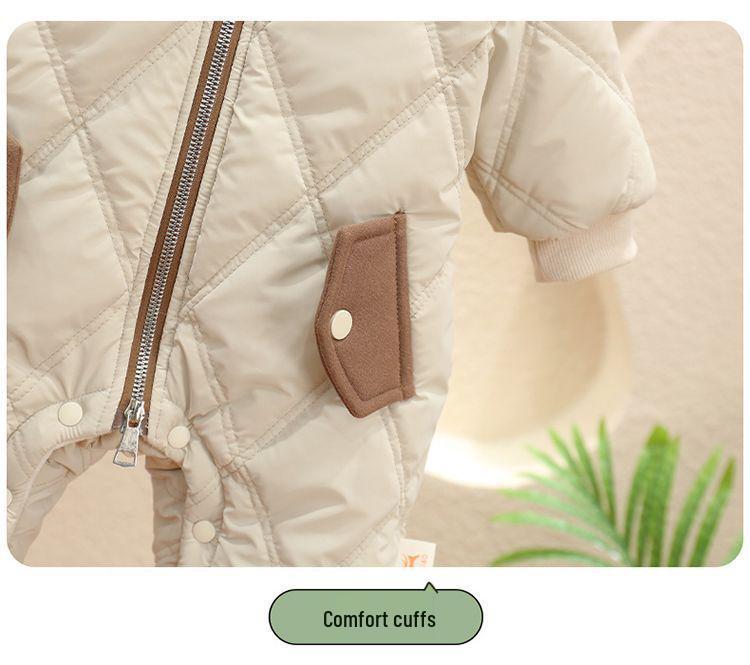 Angel Little Bear Winter Fleece Romper - Newborn Unisex Full Month Crawling Suit