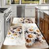 1Pcs Rose Pattern Floor Mat White Daisies  Kitchen Polyester Rug Non-Slip Colorful Indoor Carpet, For Home Bathroom Bedroom Living Room Decor