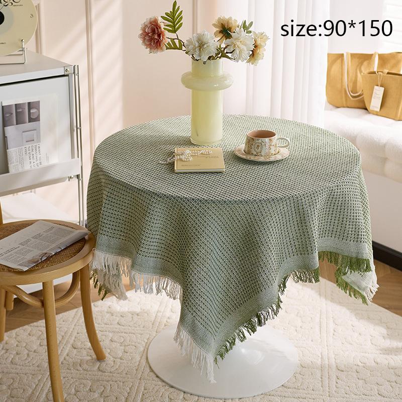 French Ins Style Japanese Pastoral White Tablecloth Coffee Table Cloth Bedside Table Retro Tassel Round Table Tablecloth