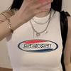 Y2K High Street майки белые кокетливые тонкие бретели топы Gyaru Acubi модные женские топы сексуальные буквы напечатаны для женщин