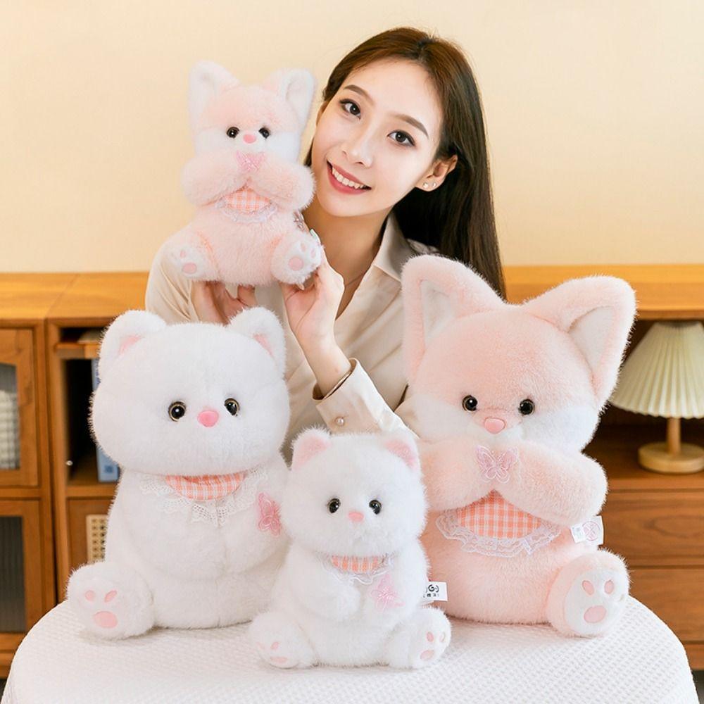 Мягкая игрушка-кошка с пушистыми ушками, бант, мягкие игрушки, плюшевые игрушки, плюшевые игрушки для кошек, куклы, детские игрушки