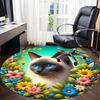 1 шт. Кошки Цветы Ковер для стула для офиса, помещений, нескользящий, моющийся, из полиэфирного волокна, коврик для офиса, можно стирать в машине