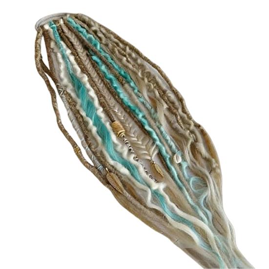 Бохо Плетеное наращивание хвоста с резинкой для волос Легкие заплетенные вручную косы Наращивание волос Женщины Мужчины Длинный Викинг Дреды Бусины Наращивание хвоста