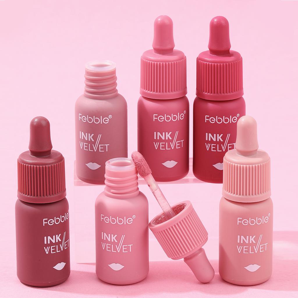 Febble 12 Цветов Чернильный Блеск для Губ Матовый Нюдовый Бархатный Жидкая Помада Многофункциональная Стойкая Косметика для Губ для Женщин и Девушек