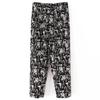 Summer Women Harem Pants Casual High Waist Pants Printed Elastic Waist Middle Mom's  Straight Leg Pants