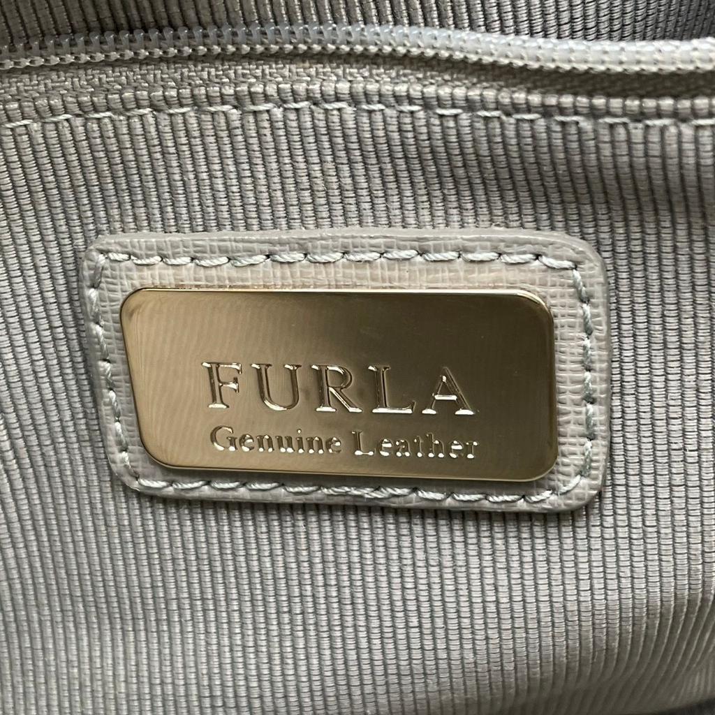 Used Furla 2way handbag LINDA LINDA Mini ToteHandbag Green gray/gold leather Women