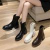 Martin Boots Women's British Style Thin Boots Women's Autumn and Winter New Thick-soled Medium Boots Thick Heel Thin Short Boots Women