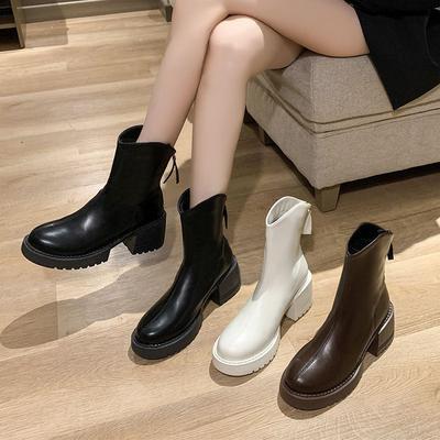 Женские ботинки Мартин в британском стиле, тонкие ботинки, женские осенне-зимние новые ботинки на толстой подошве средней высоты, на толстом каблуке, тонкие короткие ботинки женские