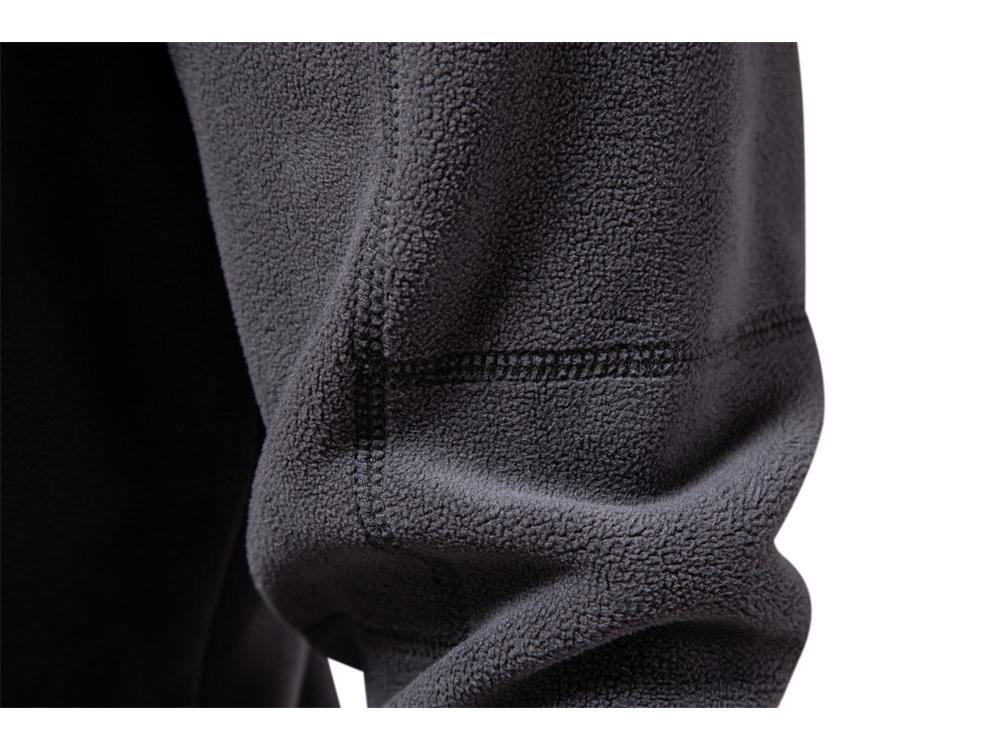 Мужской флисовый свитшот с воротником-стойкой и молнией до середины - Осенне-зимний универсальный тренд с длинным рукавом