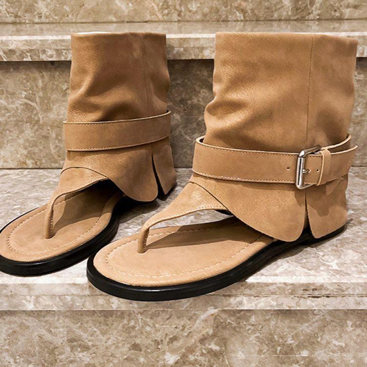 2025 новые супер огонь сандалии-елочка с открытым носком римские сандалии Spice Girl нишевые ботинки Мартин локомотивные крутые ботинки на плоской подошве женская обувь