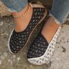Новые женские сетчатые легкие повседневные туфли с вырезами, летние дышащие мокасины, удобные нескользящие туфли для мам с круглым носком, без застежек на плоской подошве