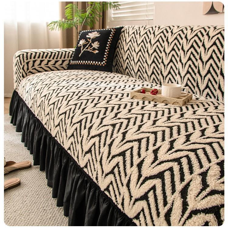 High End Skirted Sofa Cover for Winter  New Elastic Sofa Cover  All Inclusive Universal Cover  Anti Cat Scratch Protective Cover