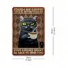 Металлический плакат Кот Кофе Юмор Настенное искусство Жестяная табличка Домашний декор 20x30 см