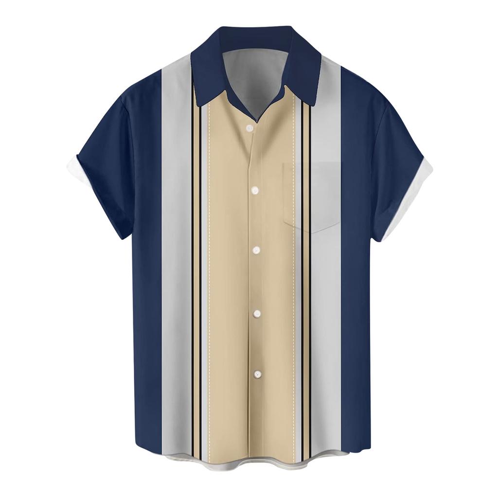 Hawaiian Shirt For Men, Men's Vintage Button Down Bowling Shirts Short Sleeve Summer Beach Shirt