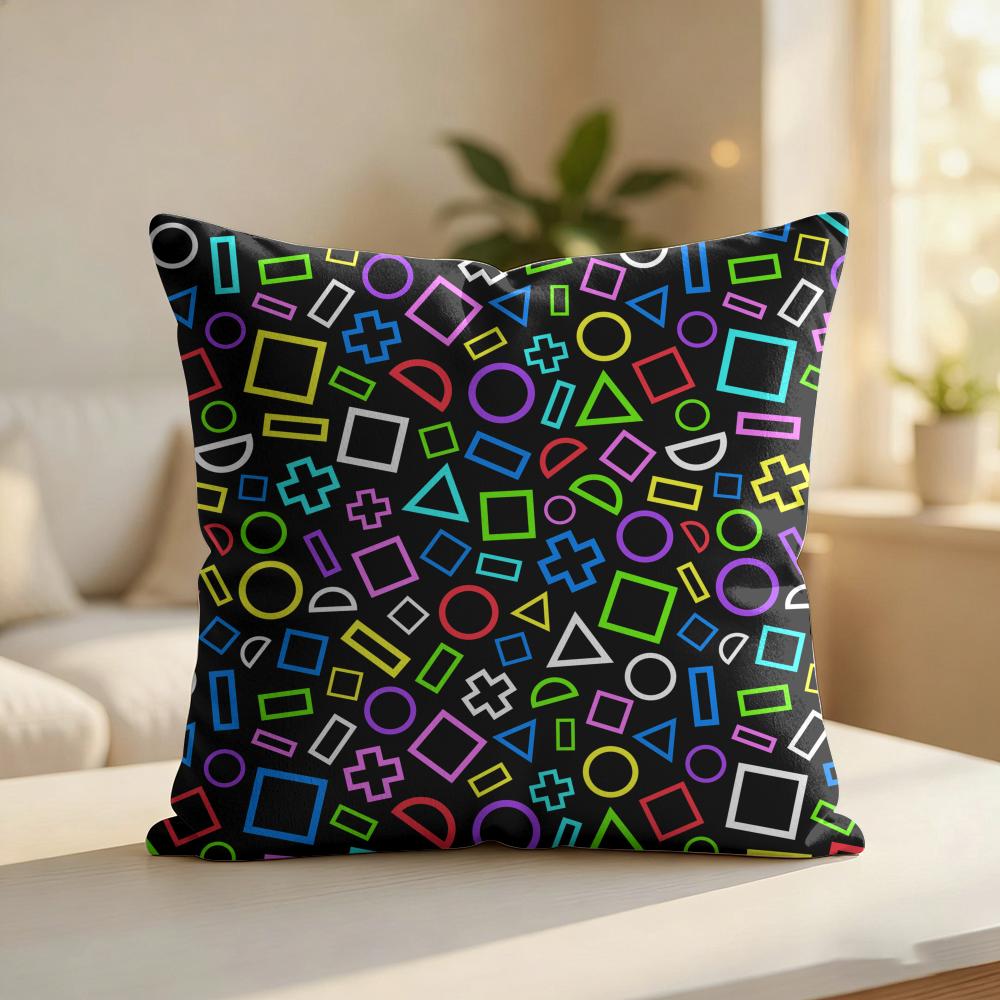 Cool Gaming Pattern Cushion Cover Silky Short Plush Invisible Zipper Dustproof Sofa Pillow Case For Home Decor