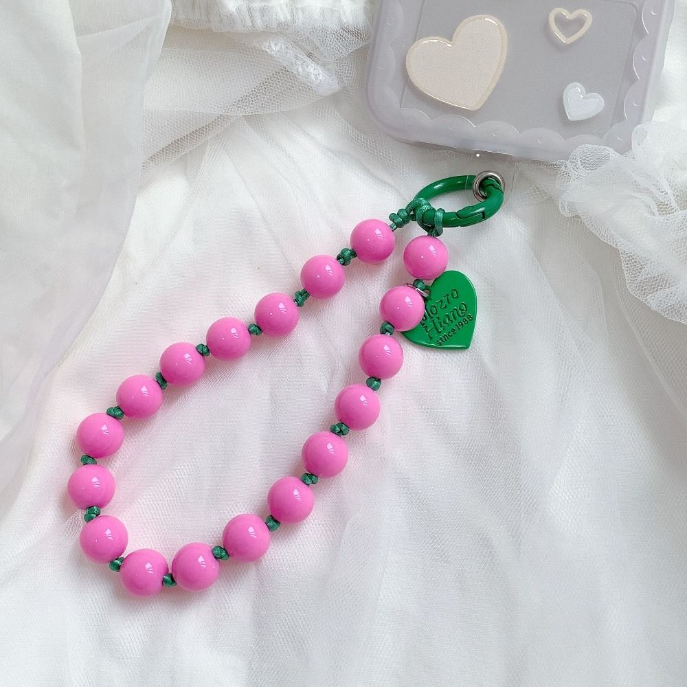 Fashion Phone Wrist Strap Love Heart Beaded Pendant Lanyard Phone Chain Phone Lanyard