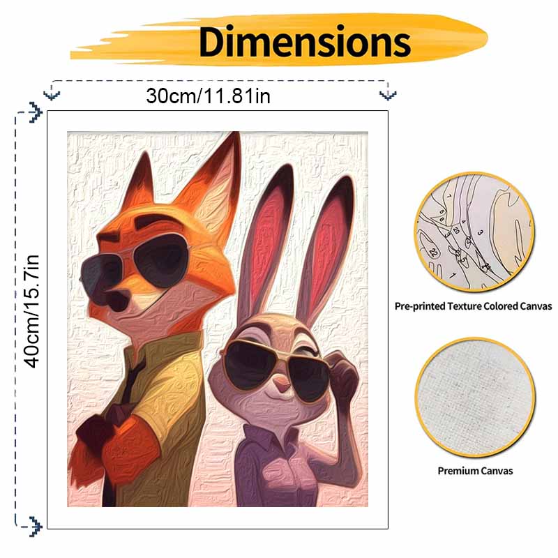 Disney Nick Judy Zootopia Oil Paint Art Painting Kit Home Wall Decor Handmade Gift Cool Cartoon Characters DIY Craft For Room Decor 130