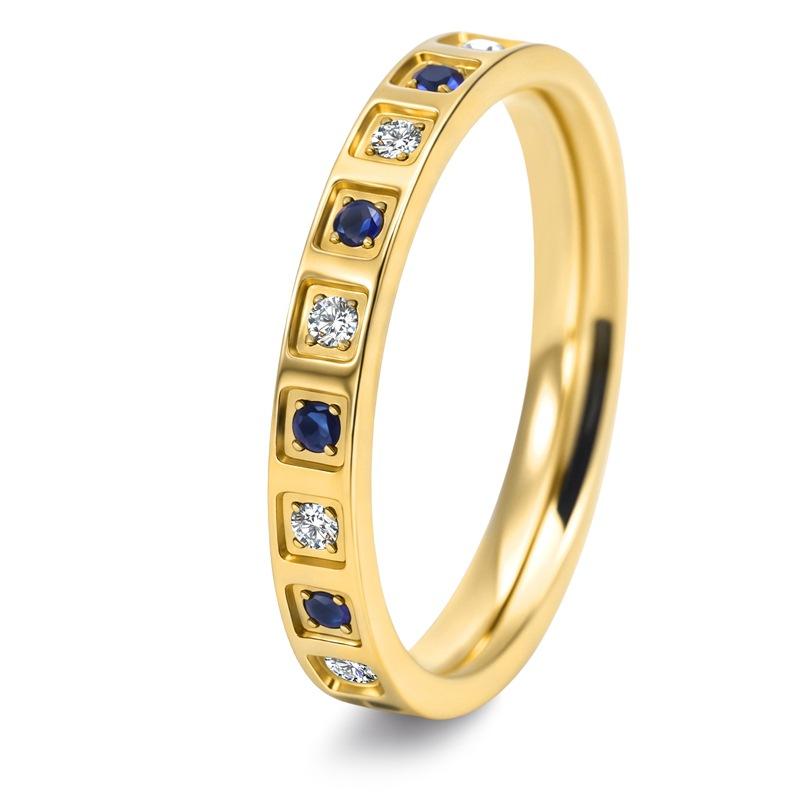 Тонкое 3 мм Штабелируемое Вечное кольцо с белыми и синими кубическими циркониями Свадебное кольцо для женщин, девушек Размер 5-11