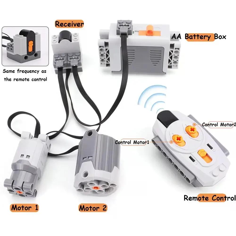 Technical 88003 Power Functions Bricks Kit with 4PCS L Motors & IR Remote Control for Battery Box